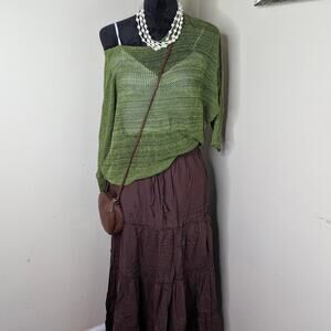 Green crop knit sweater top